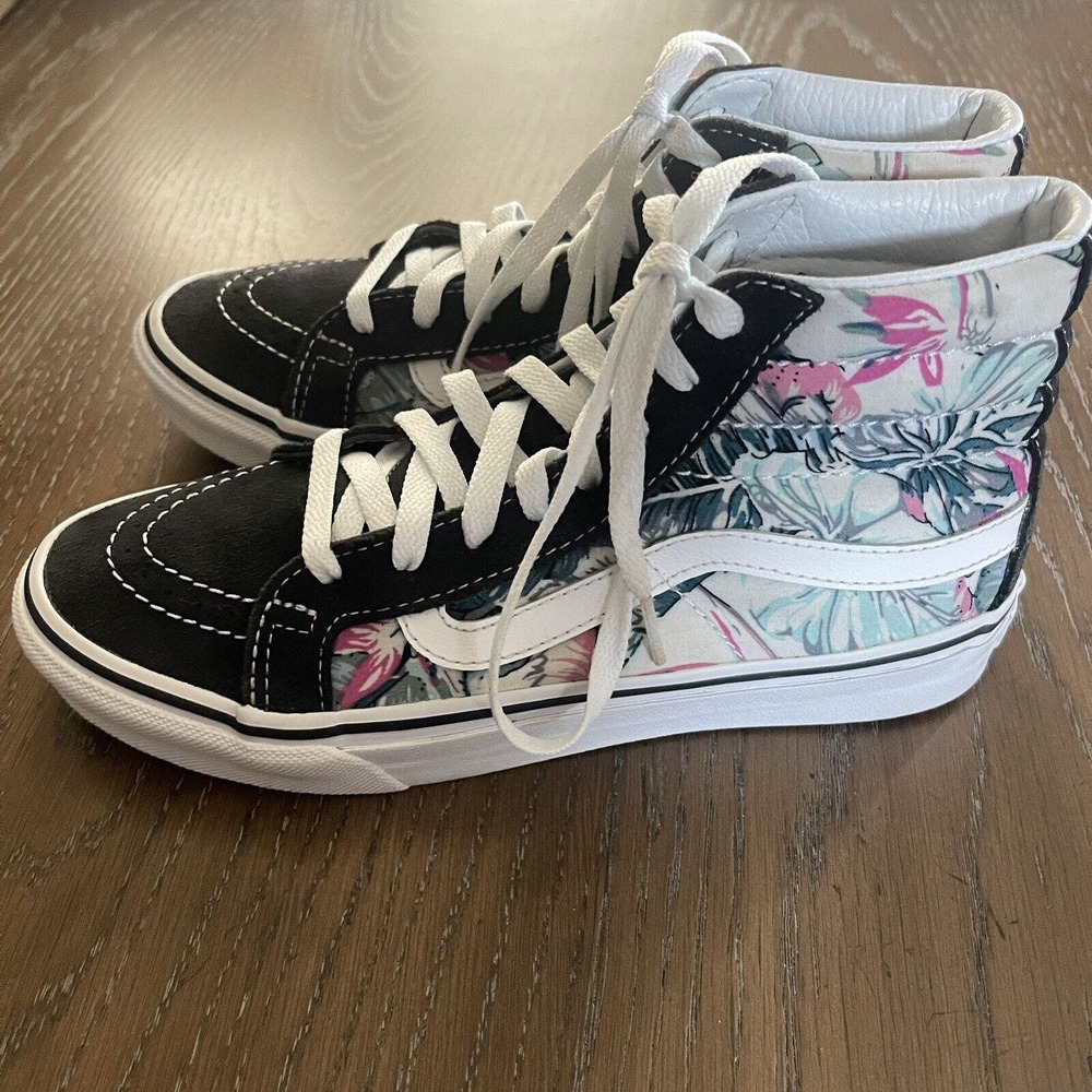 Vans Black and Floral High-Top Sneakers